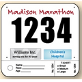 7.5"x7.5" Pin On Race Number with 2 Custom Tags
